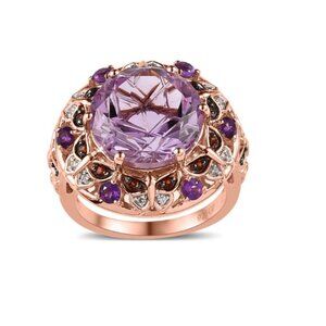 Rose De France Amethyst Multi Gemstone Ring  - Size 8